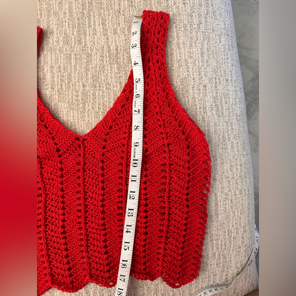Red, crochet, handmade tank top one of a kind never worn - Picture 2 of 4